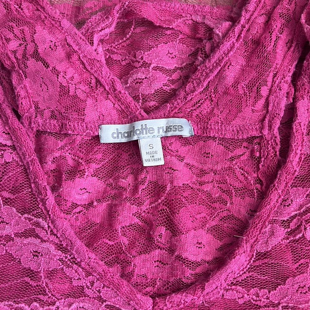 Charlotte Russe Pink Lace Racerback Tank - Picture 3 of 3